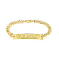 USC Trojans Gold Plated Fight On Rectangular Bar Bracelet with Double Link Chain